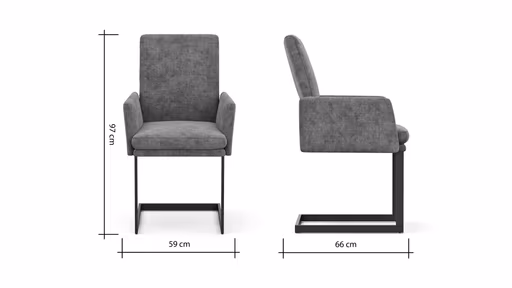 Freischwinger Valloni - Armlehne, Stoff, Rostfarben