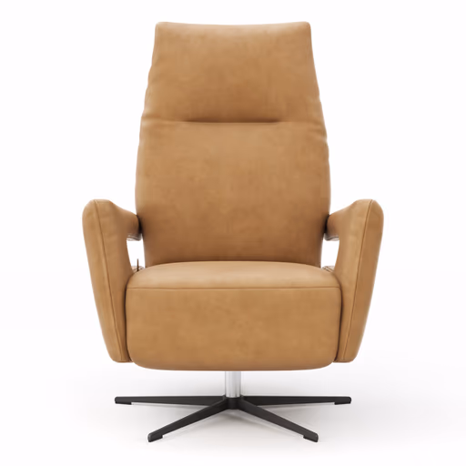 Relaxsessel Lucero 2.0 -  Kopfteil/Fußteil/Rückenlehne verstellbar, Leder, Cognac