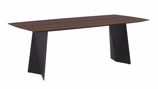 Esstisch 3100 - LB ca. 220x100 cm, Nussbaum Massiv, Stahlwange geneigt, Schwarz