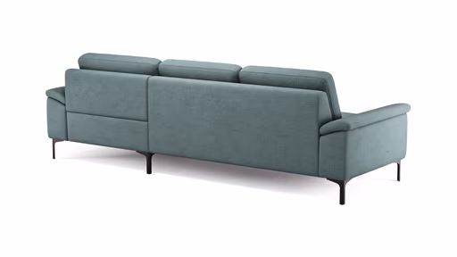 Ecksofa Anna - 2,5-Sitzer mit Longchair rechts, Relaxfunktion/Sitzvorzug motorisch, Stoff, Aqua