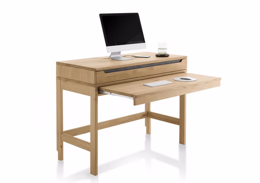 Hochkommode - Schreibtisch-Funktion, Wildeiche massiv