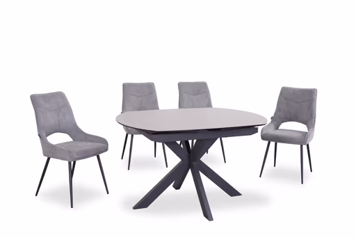 Esstisch MEGGIE - ausziehbar, LB ca. 130x100 cm, Glaskeramik, Grau