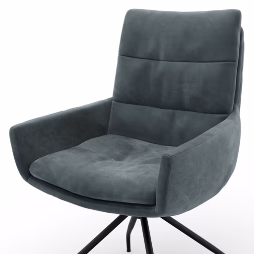 Armlehnstuhl Jukka - Stoff, Jade, Stativ, Schwarz, Drehbar