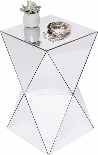 Beistelltisch- LB ca. 32x32 cm, Glas, Verspiegelt, Weiß