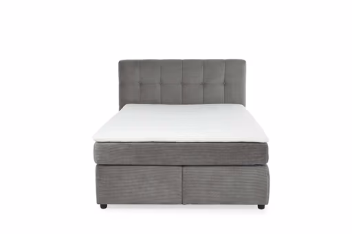 Boxspringbett JANAH- Liegefläche ca. 140x200 cm, Stoff, Grau