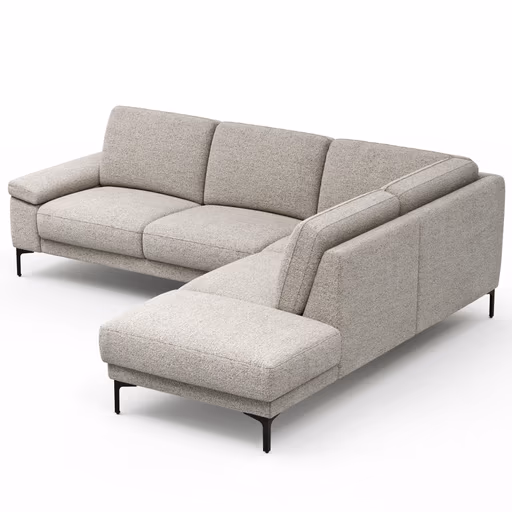 Ecksofa Matero - 2-Sitzer mit Ecke rechts, Stoff, Hellgrau