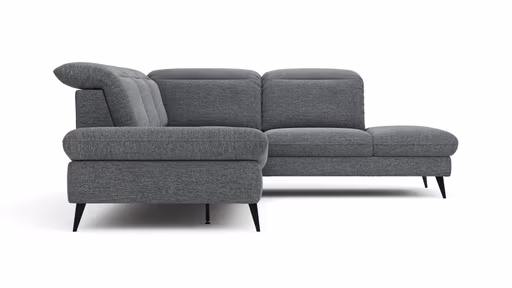 Ecksofa Alegria - 2,5-Sitzer mit Ecke rechts inkl. Kopfteil/ Armlehne/ Sitztiefe verstellbar, Stoff, Graublau