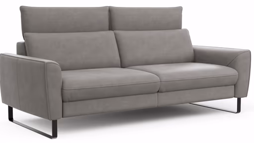 Sofa Avela - 3-Sitzer inkl. Kopfteil verstellbar, Leder, Steingrau