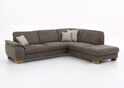 Ecksofa - 3-Sitzer mit Ecke rechts, Stoff, Rauchbraun