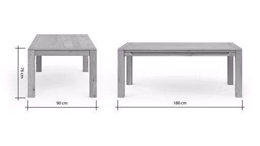 Esstisch Amora - LB ca. 180x90 cm, Wildeiche massiv bianco