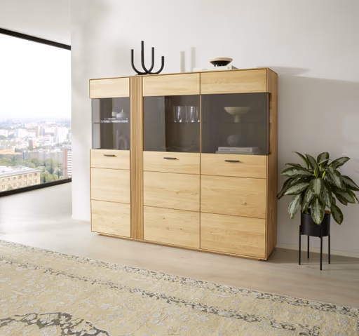 Highboard Estana - Eiche massiv, legno