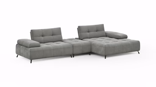 Ecksofa Comodo - 1-Sitzer, Longchair Rechts, Stoff, Hellgrau
