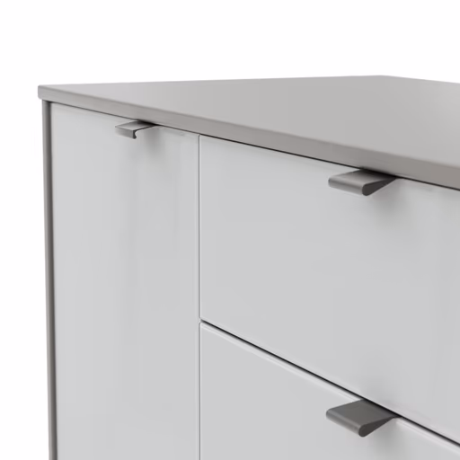 Kommode Marbella - Lack, Grau, Glas, Weiß