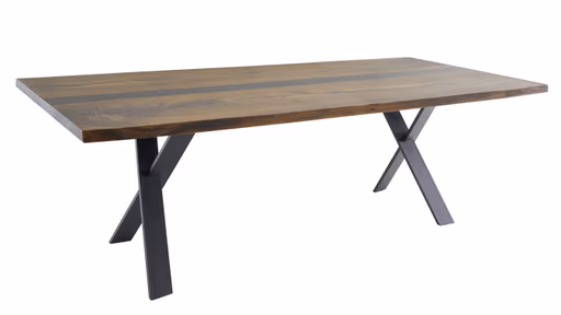 Esstisch Nera - inkl. natürlicher Baumkante, LB ca. 220x110 cm, Nussbaum massiv, Epoxy, Grau