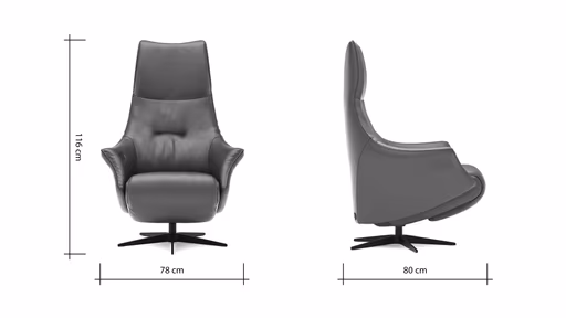 Relaxsessel Girona -  Relaxfunktion (motorisch), Leder, Schwarz