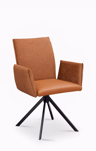 Armlehnstuhl - Polyester, Stoffkombination Mittelbraun, Rost