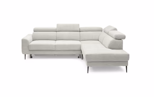 Ecksofa CHARIS - 2-Sitzer, Ecke rechts inkl. Schlaffunktion und Bettkasten, Microfaser, Creme