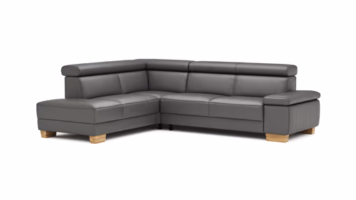 Ecksofa Philadelphia - Ecke links, 2,5-Sitzer, Kopfteil verstellbar (manuell), Leder, Anthrazit