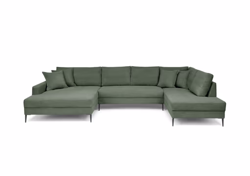 Wohnlandschaft - Longchair links, 2-Sitzer, Ecke rechts, Stoff, Grün