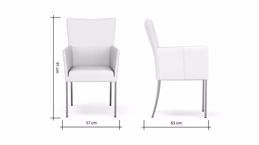 Armlehnstuhl Penthouse - Leder, Schwarz, 4 Fuß, Metall, Schwarz