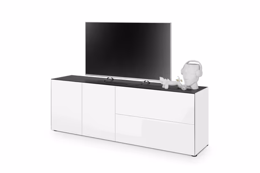 Lowboard - B ca. 181 cm, Weiß, Keramikoptik