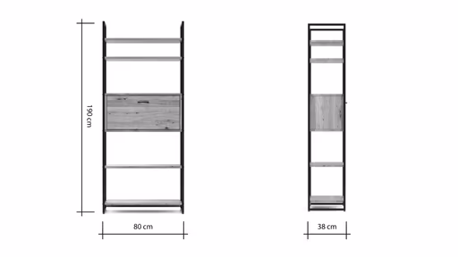 Regal Farmingdale - mit Klappe, Eiche massiv, natur geölt