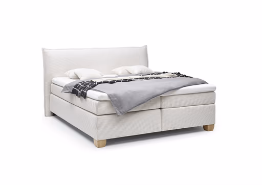  Boxspringbett HADAI- Liegefläche ca. 180x200 cm, Stoff, Creme, Bonell, Inkl. Topper