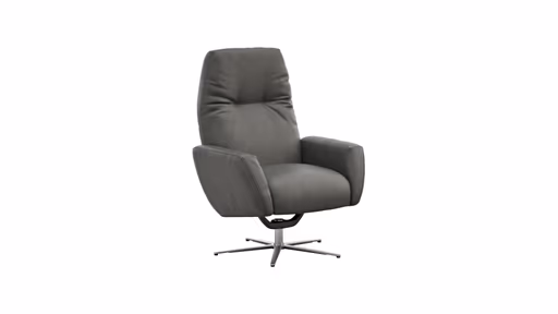 Einzelsessel Terni - Relaxfunktion, Sternfuss, Leder, Grau, 