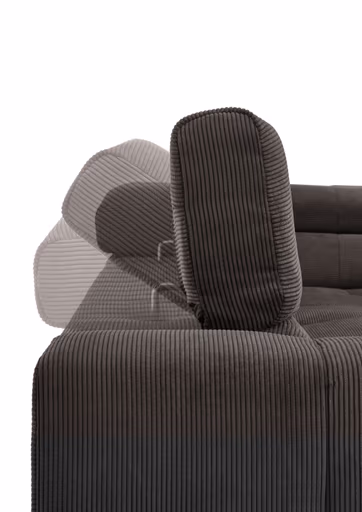 Ecksofa COLLEEN 2.0 - Ecke links mit 2-Sitzer, Kopfteil verstellbar, Feincord, Mocca