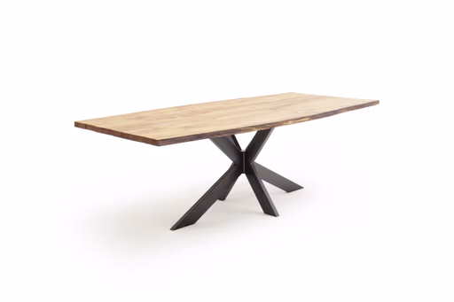 Esstisch Duna - LB ca. 260x100 cm, Wildeiche Massiv, Geölt, Sternengestell
