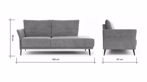 Recamiere Rosario - Ausrichtung links, Leder, Rauchbraun