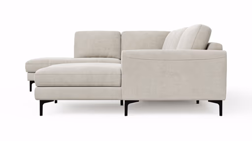 Wohnlandschaft Oviedo - Ecke links mit 2-Sitzer und Longchair rechts, Stoff, Natur