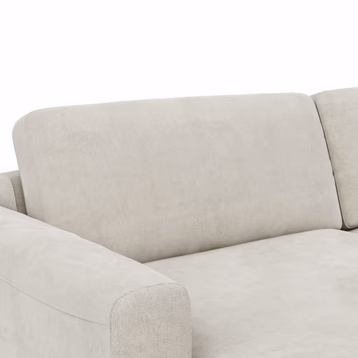 Wohnlandschaft Oviedo - Longchair links mit 2-Sitzer und Ecke rechts, Stoff, Natur