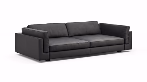 Sofa Aprino 3 - 4-Sitzer XXL, Dickleder, schwarz, Armlehne Kissen