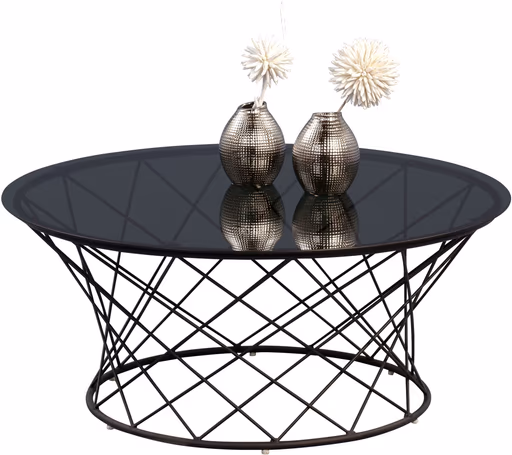 Couchtisch - Ø/H ca. 80x35 cm, Grau, Schwarz