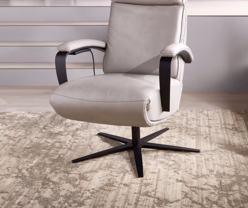 Relaxsessel Avela Relax - Größe L, Kopf-/ Fußteil und Rückenlehne verstellbar, Leder, Steingrau