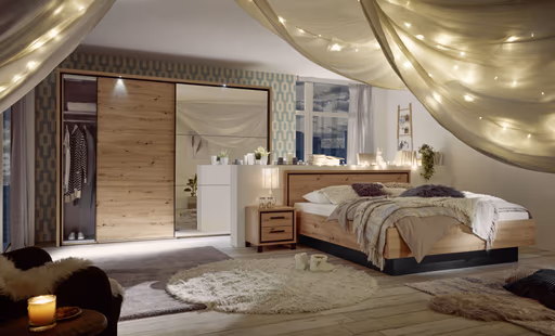 Schwebetürenschrank FARIDA - B. ca. 270 cm, Eiche Dekor