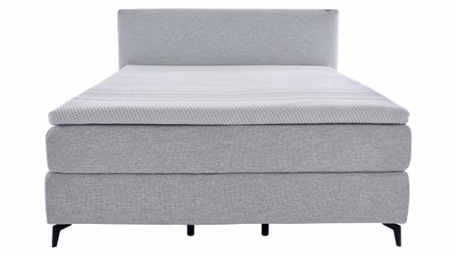 Boxspringbett Delia - Liegefläche ca. 180x200 cm, Stoff, Ecru