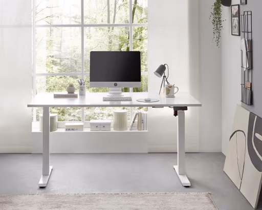 Schreibtisch - höhenverstellbar, LB ca. 160x77 cm, Weiß