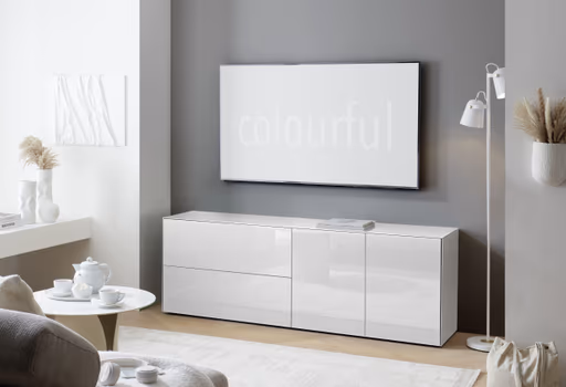 Lowboard - B ca. 181 cm, Weiß