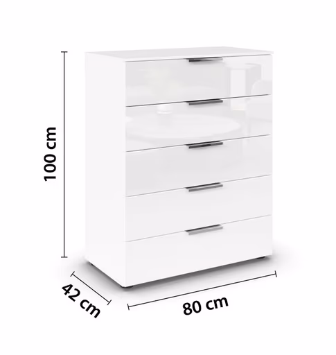 Kommode RIPP- Weiß, Glas, Weiß