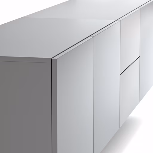 Wohnwand Palos - Lack, Hellgrau