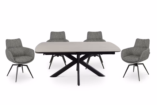 Armlehnstuhl MAXINE - drehbar, Stoff, Grau