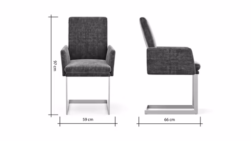 Freischwinger Valloni, Armlehne, Stoff, Dunkelgrau