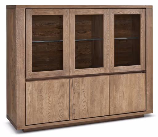 Highboard Bakersfield - sichtbare Rückwand geschroppt, Asteiche massiv, barrique