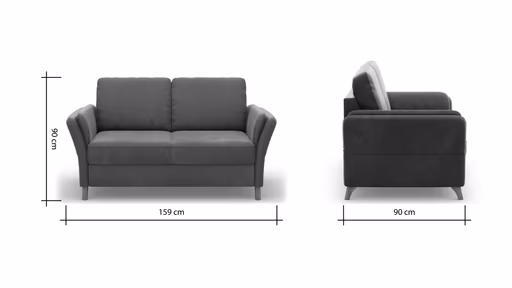 Sofa Vayra - 2,5-Sitzer, inkl. Sitzvorzug motorisch und Armlehnen klappbar, Stoff, Anthrazit