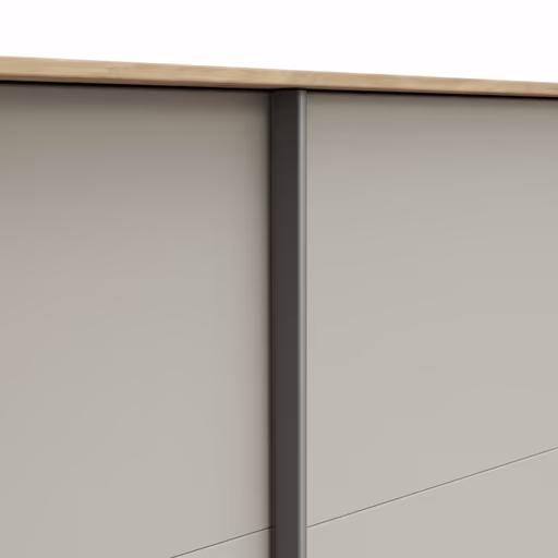 Schwebetürenschrank Viana - B ca. 278 cm, Furnier, Balkeneiche, Hellgrau