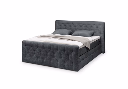 Boxspringbett- Liegefläche ca. 180x200 cm, Stoff, Schwarz