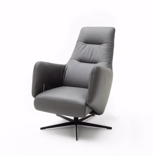 Relaxsessel Rufus - inkl. Relaxfunktion, Leder, Anthrazit