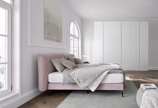 Boxspringbett Delia - Liegefläche ca. 180x200 cm, Stoff, Rose 